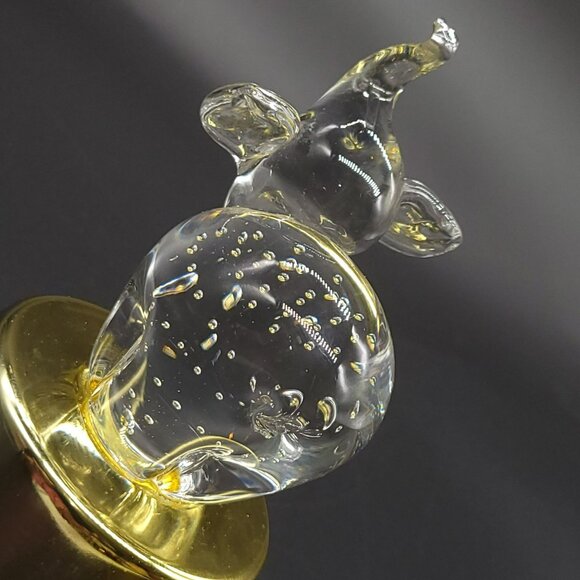 Controlled Bubble Glass Elephant Musical Colored Lights Gold Pedestal - Picture 5 of 11